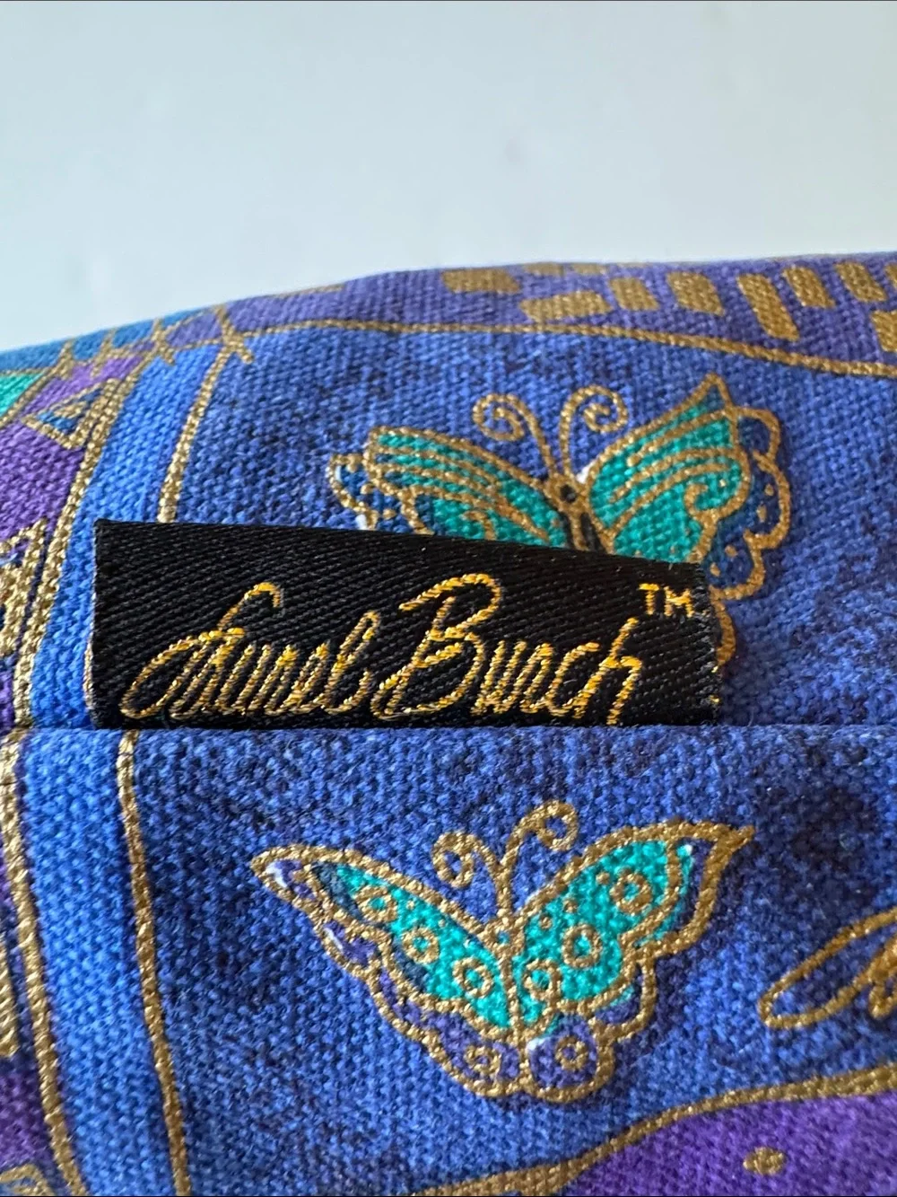Laurel Burch Whimsical Cat Pattern Shoulder Bag in Blue and Purple